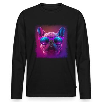 Chiens Français Bulldog Amateurs de chiens - T-shirt manches longues Premium bio Homme - noir - Devant - Nico (187cm)