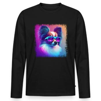 Hunde Spruch Papillon Design für Hundeliebhaber - Männer Premium Bio Langarmshirt - Schwarz - Vorne - Nico (187cm)