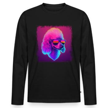 Dog Cartoon Poodle Design pour les amoureux des chiens - T-shirt manches longues Premium bio Homme - noir - Devant - Nico (187cm)