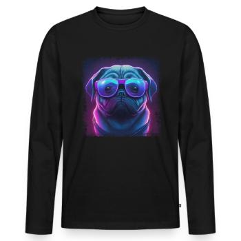 Hunde Spruch Mops Design für Hundeliebhaber - Männer Premium Bio Langarmshirt - Schwarz - Vorne - Nico (187cm)