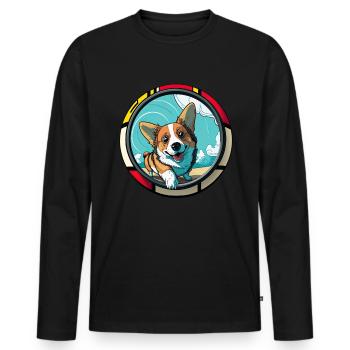 Hunde CartoonWelsh Corgi Design für Hundeliebhaber - Männer Premium Bio Langarmshirt - Schwarz - Vorne - Nico (187cm)