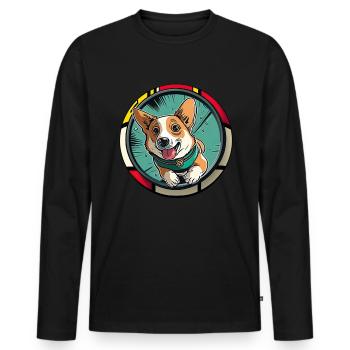 Hunde CartoonWelsh Corgi Design für Hundeliebhaber - Männer Premium Bio Langarmshirt - Schwarz - Vorne - Nico (187cm)