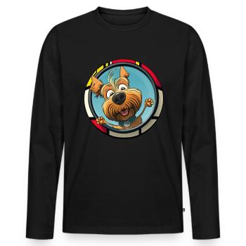 Chiens Dessin animé Yorkshire Terrier Design - T-shirt manches longues Premium bio Homme - noir - Devant - Nico (187cm)