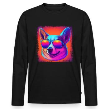 Hunde CartoonWelsh Corgi Design für Hundeliebhaber - Männer Premium Bio Langarmshirt - Schwarz - Vorne - Nico (187cm)