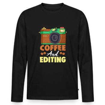 Photography Coffee and editing Photographer - Men's Premium Organic Long Sleeve Shirt - black - Front - Nico (187cm)