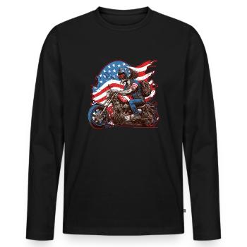 American Patriotic USA Design - Men's Premium Organic Long Sleeve Shirt - black - Front - Nico (187cm)