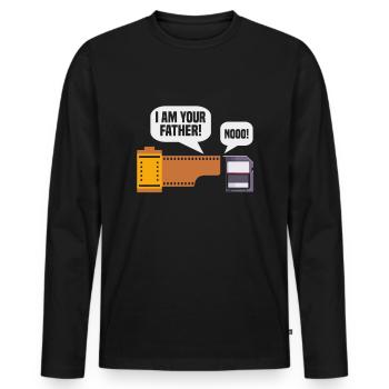 Fotografie I am your father! Nooo! Fotograf - Männer Premium Bio Langarmshirt - Schwarz - Vorne - Nico (187cm)
