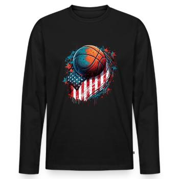 American Patriotic USA Design - T-shirt manches longues Premium bio Homme - noir - Devant - Nico (187cm)