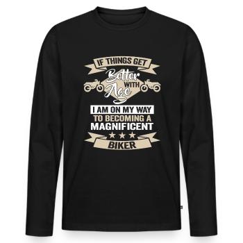 Motorradfahrer Geburtstag Biker Design - Männer Premium Bio Langarmshirt - Schwarz - Vorne - Nico (187cm)