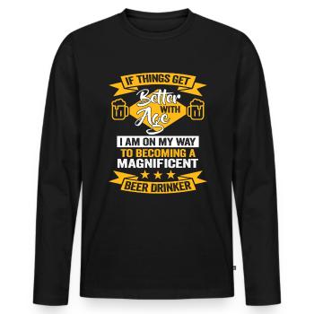 Beer Drinker Birthday Gift Beer Lovers - Men's Premium Organic Long Sleeve Shirt - black - Front - Nico (187cm)