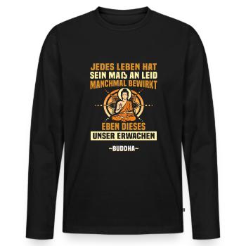 Buddhist Meditation Zen Buddha Buddhismus und Yoga - Männer Premium Bio Langarmshirt - Schwarz - Vorne - Nico (187cm)