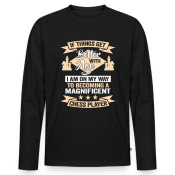 Chess Player Birthday Chess Club Party - Men's Premium Organic Long Sleeve Shirt - black - Front - Nico (187cm)