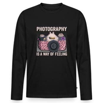 La photographie est une façon de ressentir le photographe - T-shirt manches longues Premium bio Homme - noir - Devant - Nico (187cm)