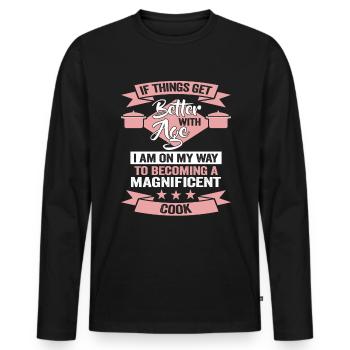 Kochen Hobby Koch Küchenchef Geburtstag Kochmotiv - Männer Premium Bio Langarmshirt - Schwarz - Vorne - Nico (187cm)