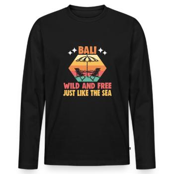 Bali Indonésie vacances à la plage au bord de la mer - T-shirt manches longues Premium bio Homme - noir - Devant - Nico (187cm)