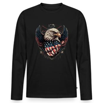 American Patriotic USA Design - Men's Premium Organic Long Sleeve Shirt - black - Front - Nico (187cm)