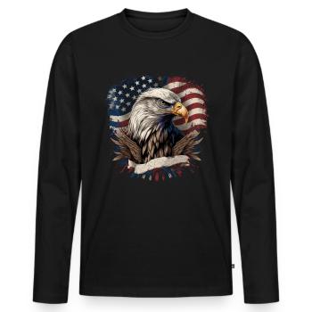 American Patriotic USA Design - Men's Premium Organic Long Sleeve Shirt - black - Front - Nico (187cm)