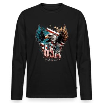 American Patriotic USA Design - Men's Premium Organic Long Sleeve Shirt - black - Front - Nico (187cm)