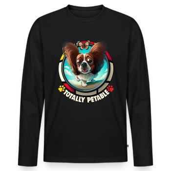 Dog Saying Papillon Design for Dog Lovers - Men's Premium Organic Long Sleeve Shirt - black - Front - Nico (187cm)