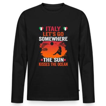 Italy beach holiday by the sea Design beach motif - Men's Premium Organic Long Sleeve Shirt - black - Front - Nico (187cm)