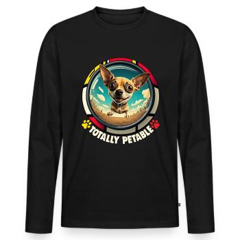 Dog Cartoon Chihuahua Design pour les amoureux des chiens - T-shirt manches longues Premium bio Homme - noir - Devant - Nico (187cm)
