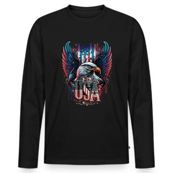American Patriotic USA Design - Men's Premium Organic Long Sleeve Shirt - black - Front - Nico (187cm)