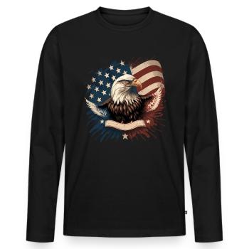 American Patriotic USA Design - Men's Premium Organic Long Sleeve Shirt - black - Front - Nico (187cm)