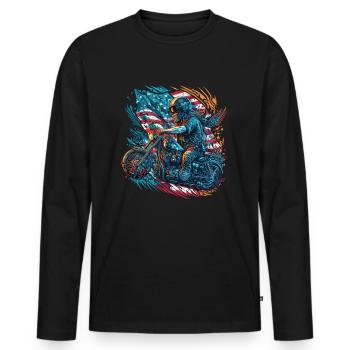American Patriotic USA Design - Men's Premium Organic Long Sleeve Shirt - black - Front - Nico (187cm)