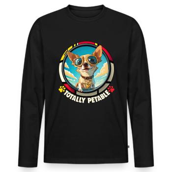 Dog Cartoon Chihuahua Design pour les amoureux des chiens - T-shirt manches longues Premium bio Homme - noir - Devant - Nico (187cm)