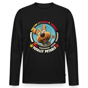 Chiens Dessin animé Yorkshire Terrier Design - T-shirt manches longues Premium bio Homme - noir - Devant - Nico (187cm)