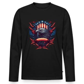 American Patriotic USA Design - Men's Premium Organic Long Sleeve Shirt - black - Front - Nico (187cm)