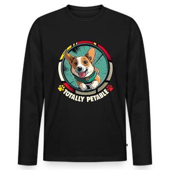Hunde CartoonWelsh Corgi Design für Hundeliebhaber - Männer Premium Bio Langarmshirt - Schwarz - Vorne - Nico (187cm)