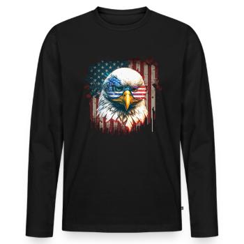 American Patriotic USA Design - Men's Premium Organic Long Sleeve Shirt - black - Front - Nico (187cm)