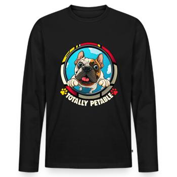 Chiens Français Bulldog Amateurs de chiens - T-shirt manches longues Premium bio Homme - noir - Devant - Nico (187cm)