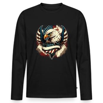 American Patriotic USA Design - Men's Premium Organic Long Sleeve Shirt - black - Front - Nico (187cm)