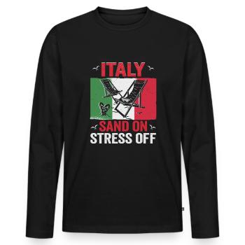 Italie vacances à la plage au bord de la mer Design beach motif - T-shirt manches longues Premium bio Homme - noir - Devant - Nico (187cm)
