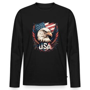 American Patriotic USA Design - Men's Premium Organic Long Sleeve Shirt - black - Front - Nico (187cm)