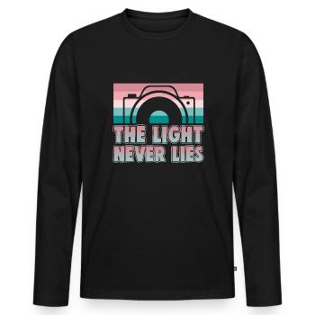 Photographie La lumière ne ment jamais photographe - T-shirt manches longues Premium bio Homme - noir - Devant - Nico (187cm)