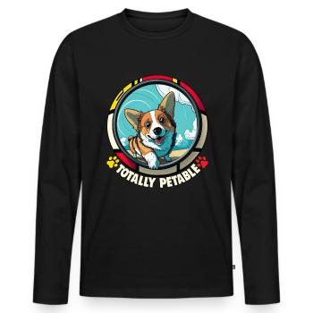 Hunde CartoonWelsh Corgi Design für Hundeliebhaber - Männer Premium Bio Langarmshirt - Schwarz - Vorne - Nico (187cm)