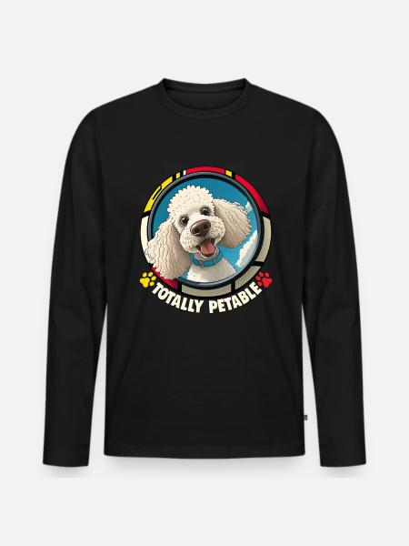 Hund Tegneserie Puddel Design til hundeelskere - Premium økologisk langærmet T-shirt til mænd - sort