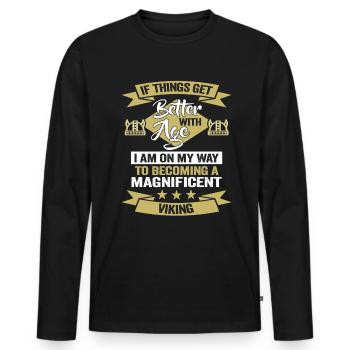 Wikinger und Germanen Geburtstag Kelten Fan - Männer Premium Bio Langarmshirt - Schwarz - Vorne - Nico (187cm)