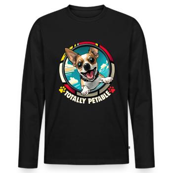 Dog Cartoon Chihuahua Design pour les amoureux des chiens - T-shirt manches longues Premium bio Homme - noir - Devant - Nico (187cm)
