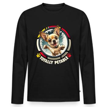 Dog Cartoon Chihuahua Design pour les amoureux des chiens - T-shirt manches longues Premium bio Homme - noir - Devant - Nico (187cm)