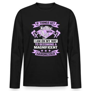 Friseurin Barber Frisörin Geburtstag Stylistin - Männer Premium Bio Langarmshirt - Schwarz - Vorne - Nico (187cm)