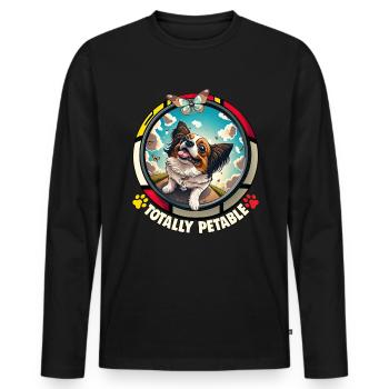 Dog Saying Papillon Design for Dog Lovers - Men's Premium Organic Long Sleeve Shirt - black - Front - Nico (187cm)