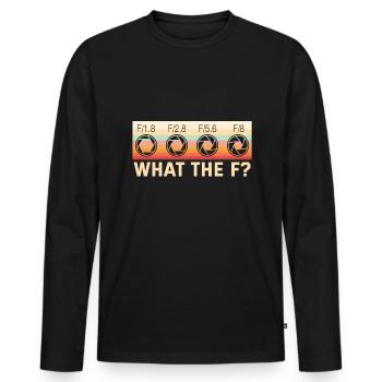 Photographie Qu’est-ce que le F? Photographe - T-shirt manches longues Premium bio Homme - noir - Devant - Nico (187cm)
