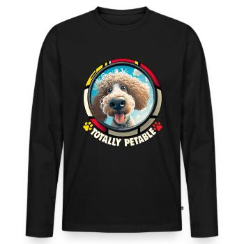 Hunde Cartoon Pudel Design für Hundeliebhaber - Männer Premium Bio Langarmshirt - Schwarz - Vorne - Nico (187cm)