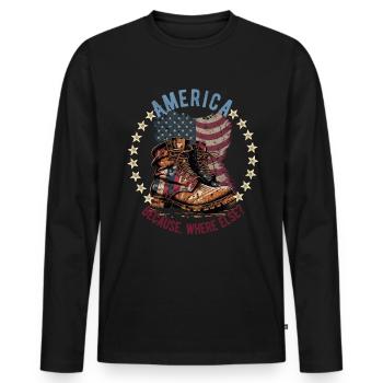 American Patriotic USA Design - Men's Premium Organic Long Sleeve Shirt - black - Front - Nico (187cm)