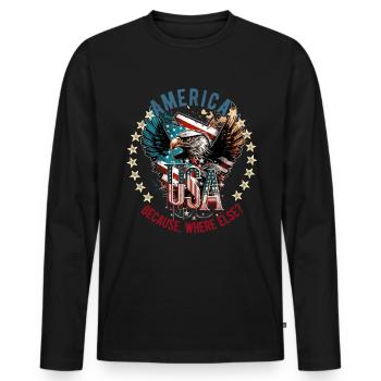 American Patriotic USA Design - Men's Premium Organic Long Sleeve Shirt - black - Front - Nico (187cm)