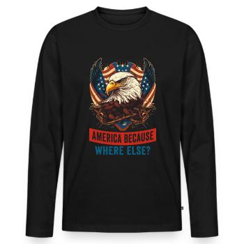 American Patriotic USA Design - Men's Premium Organic Long Sleeve Shirt - black - Front - Nico (187cm)